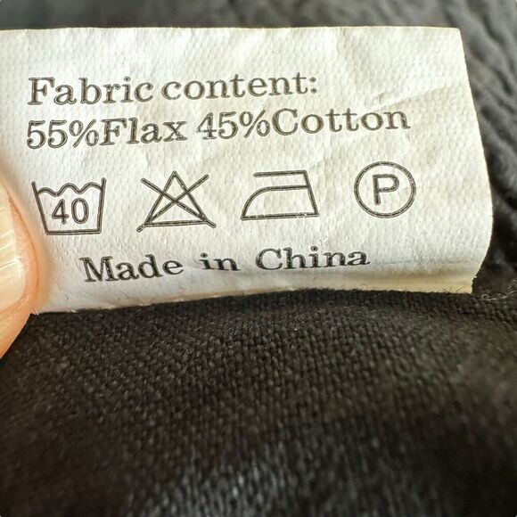 Chouyatou Women Casual Wide Leg Cotton Flax Loose Trousers Medium Black - Picture 10 of 10